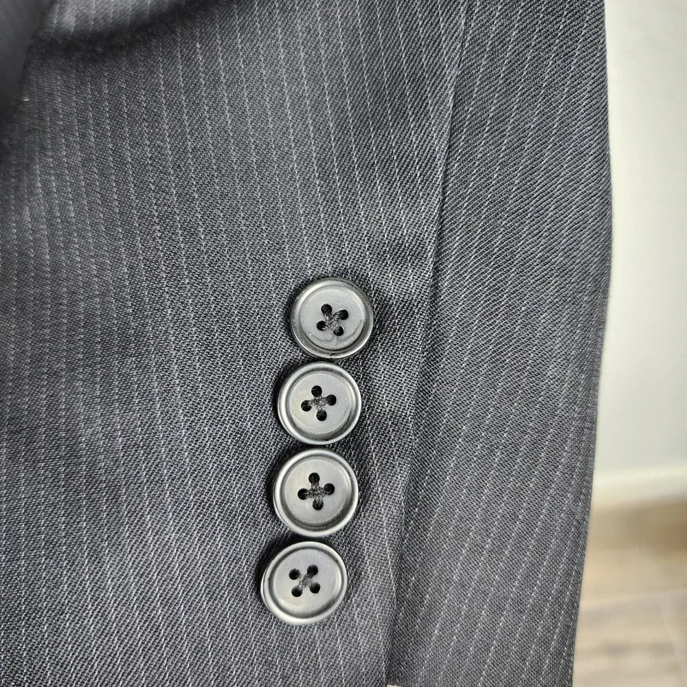 Banana Republic 2pc Pinstripe Suit Mens 42L Gray Wool Office Business Wedding